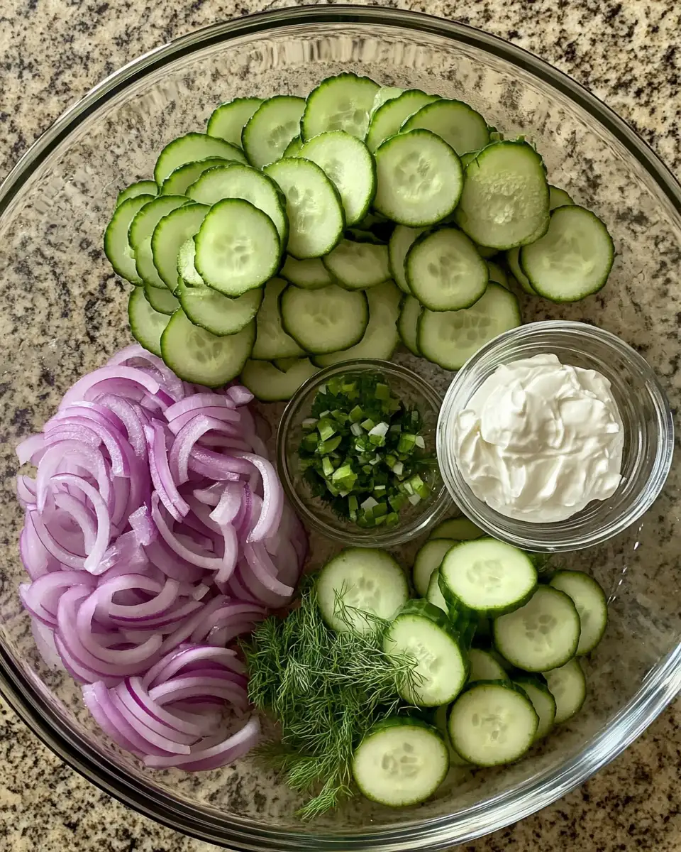 Crunchy, Refreshing, and Tangy: Discover the Perfect German Cucumber Salad 4 Ingredients for Crunchy, Refreshing, and Tangy: Discover the Perfect German Cucumber Salad