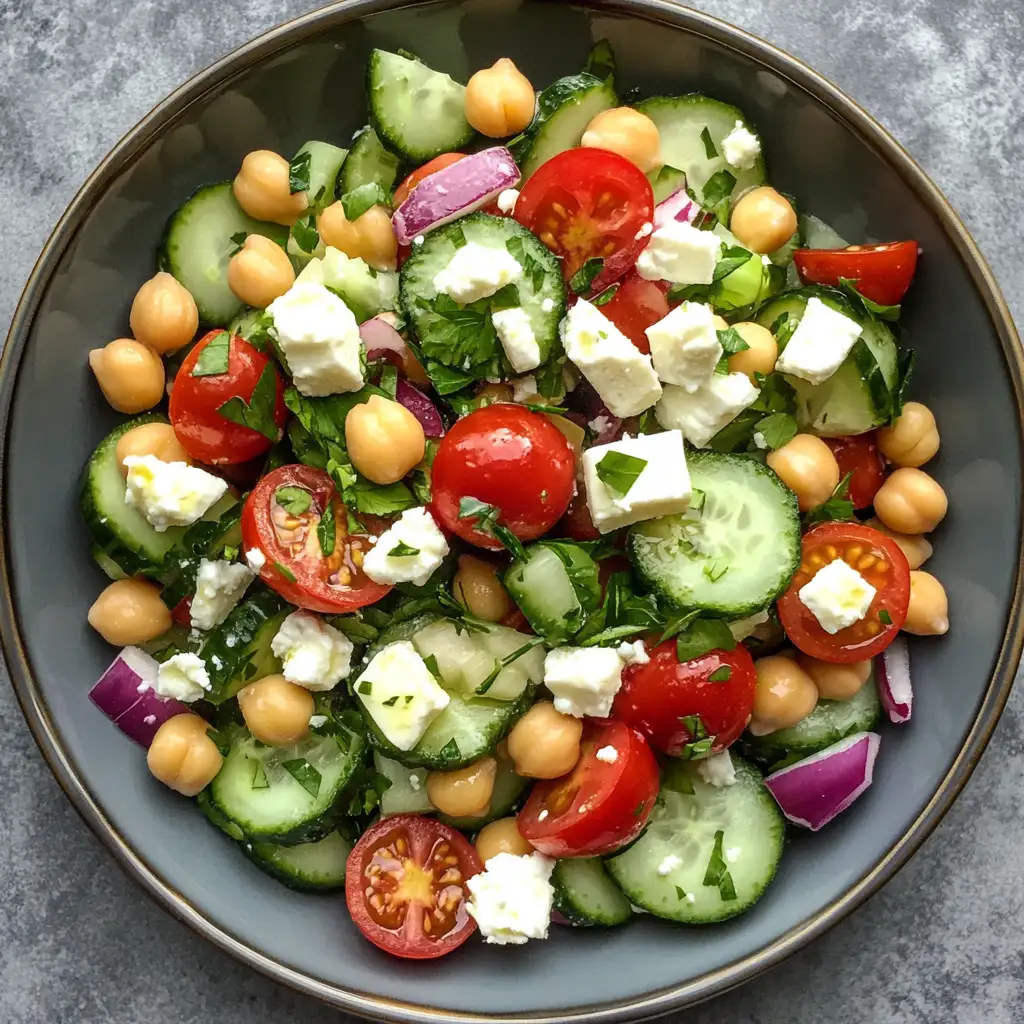 Fresh & Flavorful: The Ultimate Healthy Chickpea Cucumber Salad with Feta & Tomatoes - Featured Image