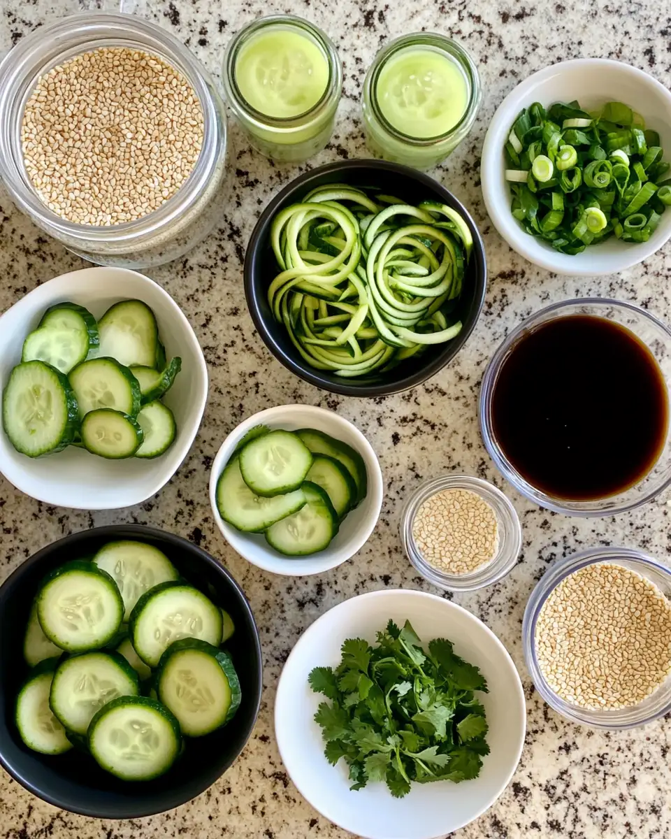 Sesame Cucumber Spiralized Salad: A Refreshing Twist on Crunchy Greens 4 Ingredients for Sesame Cucumber Spiralized Salad: A Refreshing Twist on Crunchy Greens
