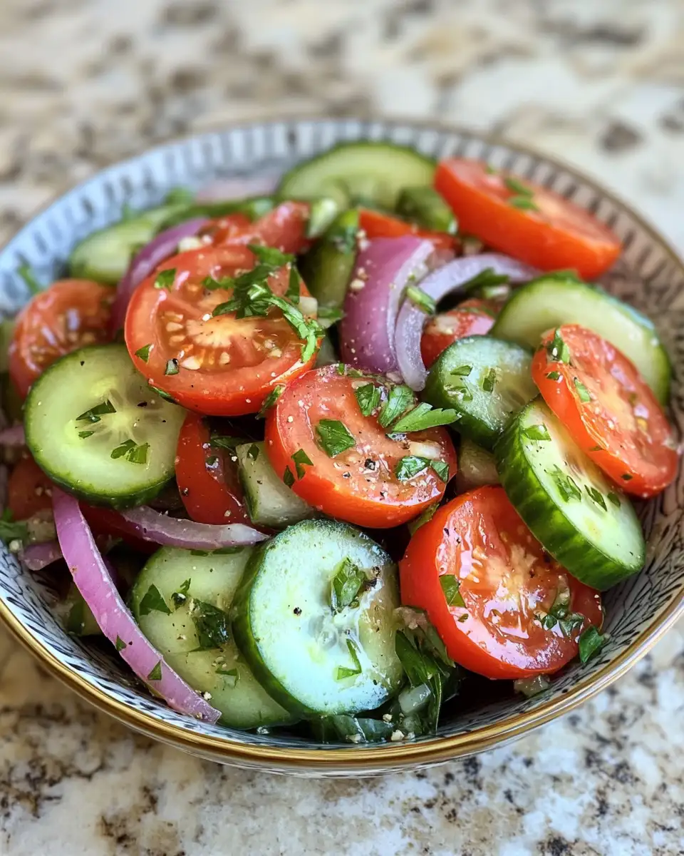 Refreshing Summer Delight Tomato Cucumber Onion Salad Recipe - Featured Image