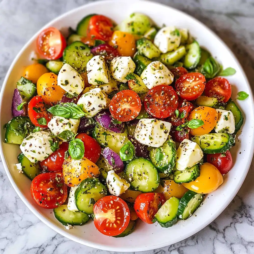 Fresh and Flavorful Tomato Cucumber Salad with Avocado and Mozzarella Bliss - Featured Image