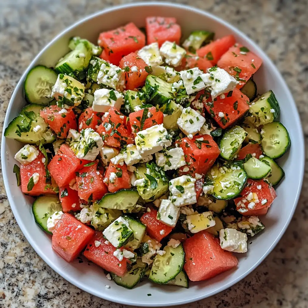 Refreshing Summer Delight: Watermelon Salad with Cucumber and Feta - Featured Image