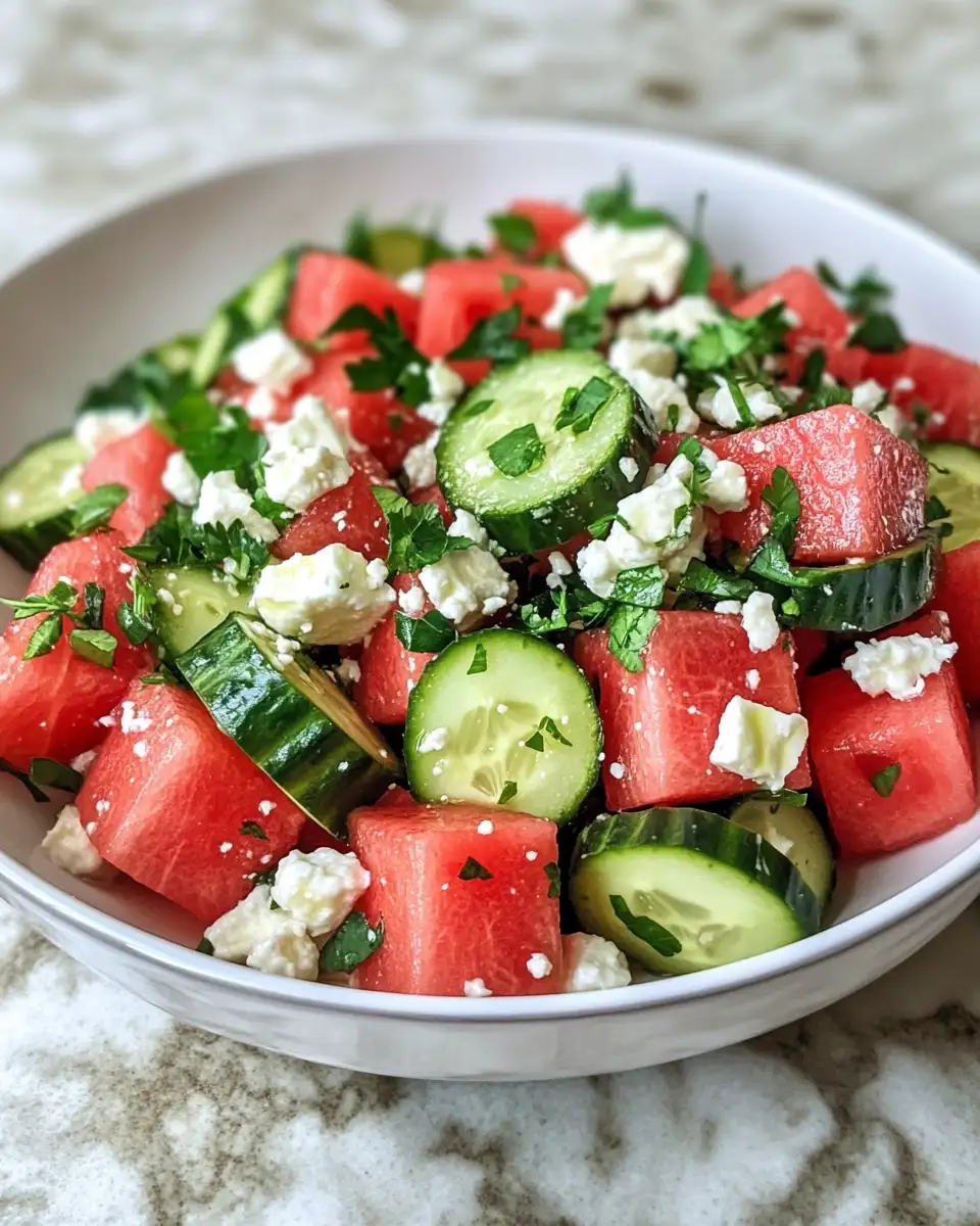 Final dish - Refreshing Summer Delight: Watermelon Salad with Cucumber and Feta