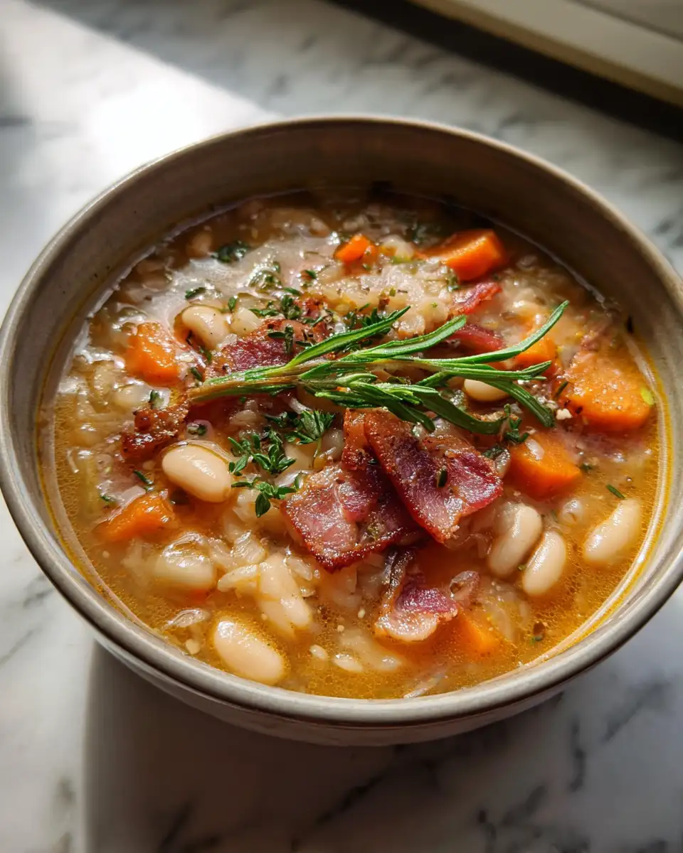 Hearty Comfort in a Bowl Bacon and White Bean Soup Recipe - Featured Image