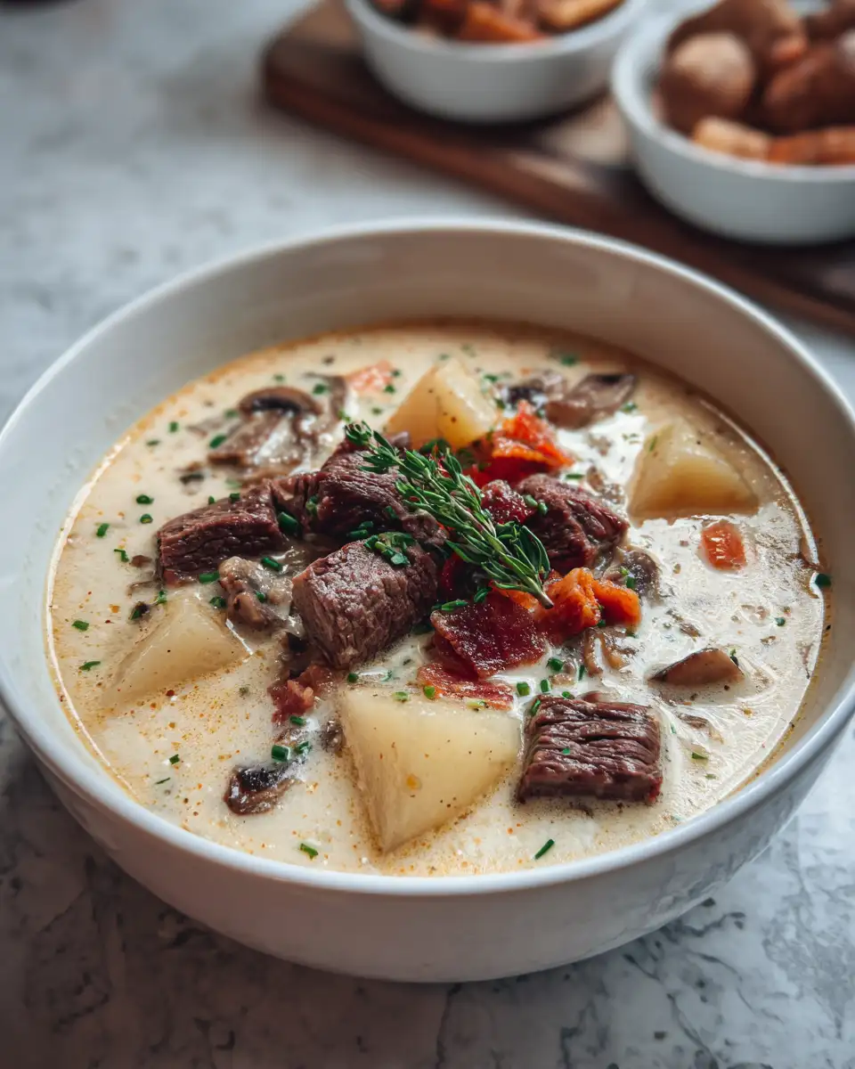 Final dish - Hearty Comfort in a Bowl Creamy Steak and Potato Soup Recipe