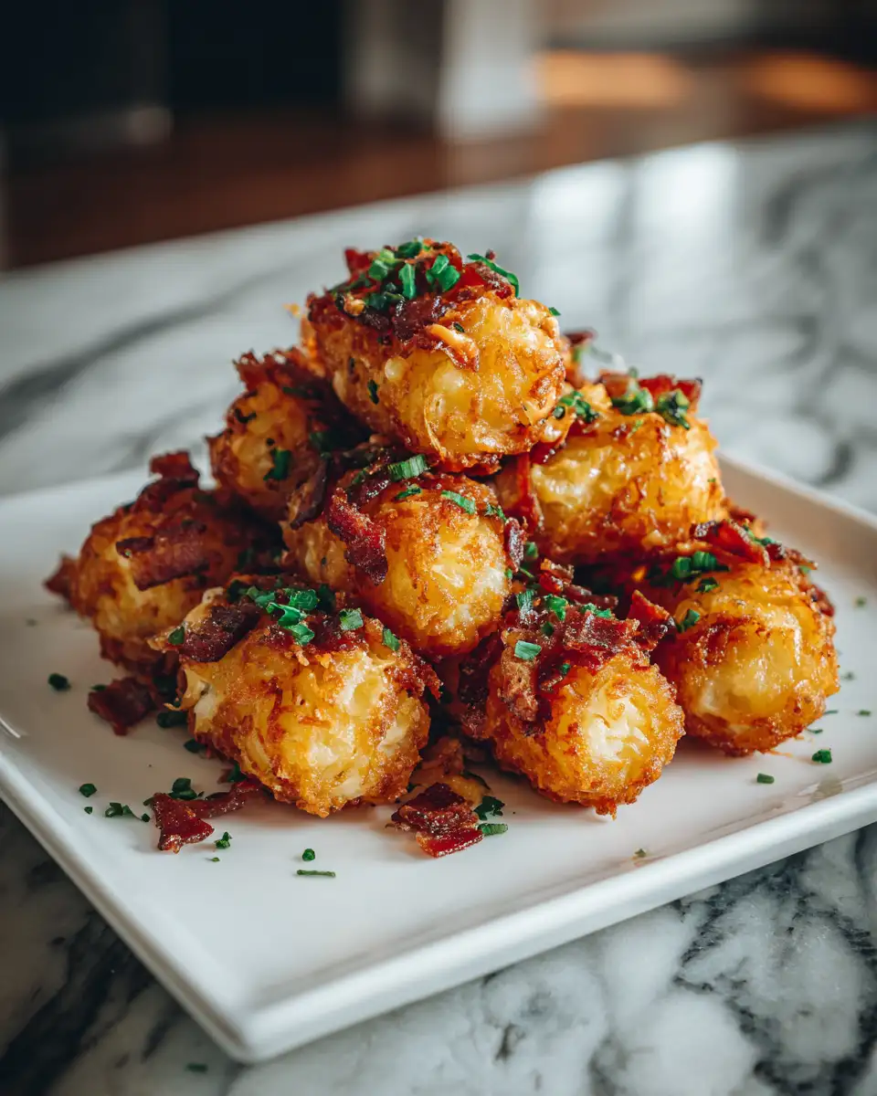 Final dish - Crispy Reuben-Style Tater Tots Loaded with Bacon and Sauerkraut