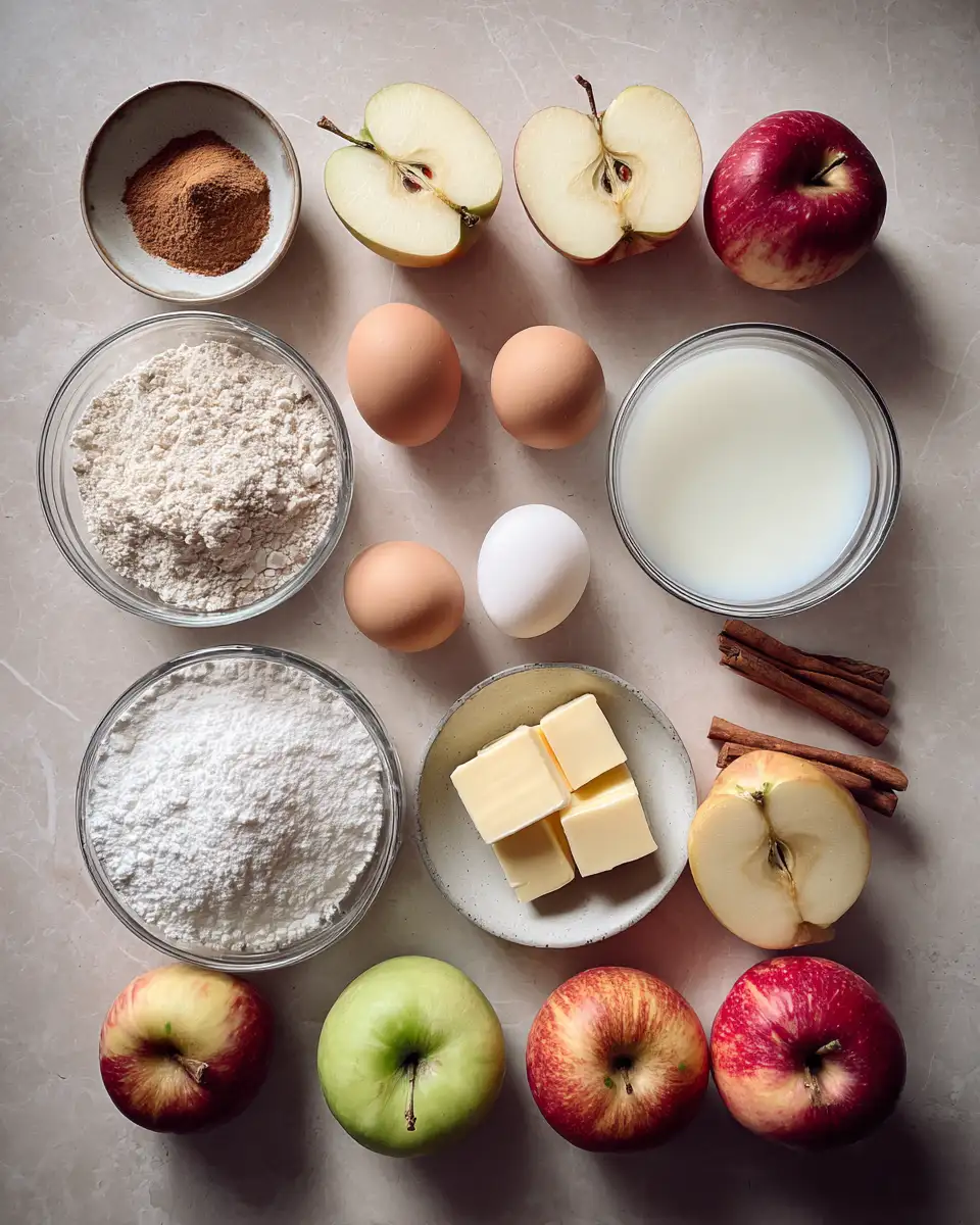 Ingredients for Discover the Delightfully Light and Fruity French Apple Invisible Cake