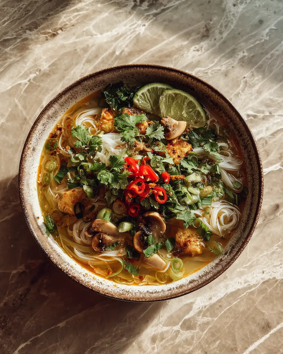 Final dish - Healing Ginger Garlic Broth with Rice Noodles A Comforting Bowl of Wellness