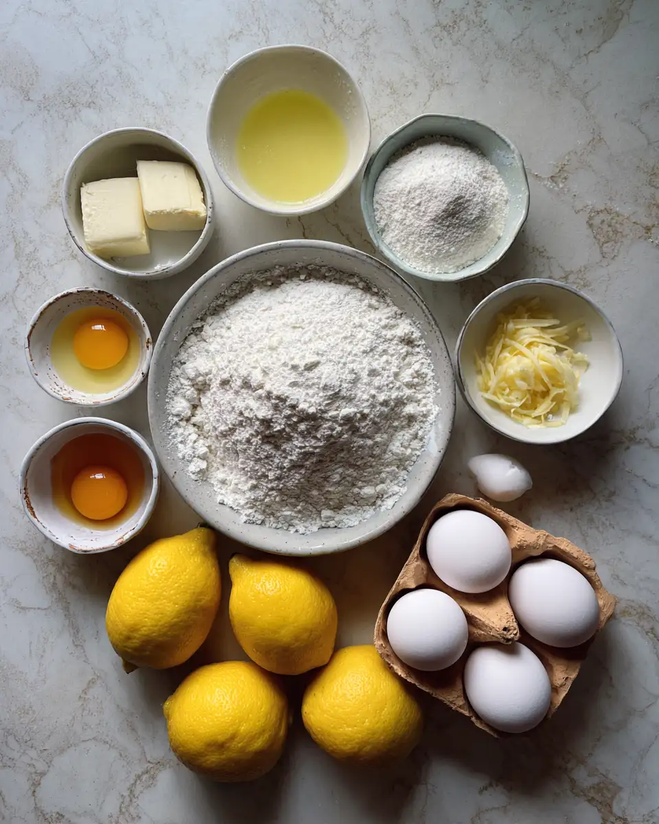 Ingredients for Irresistibly Homemade Moist Lemon Cake for Dessert