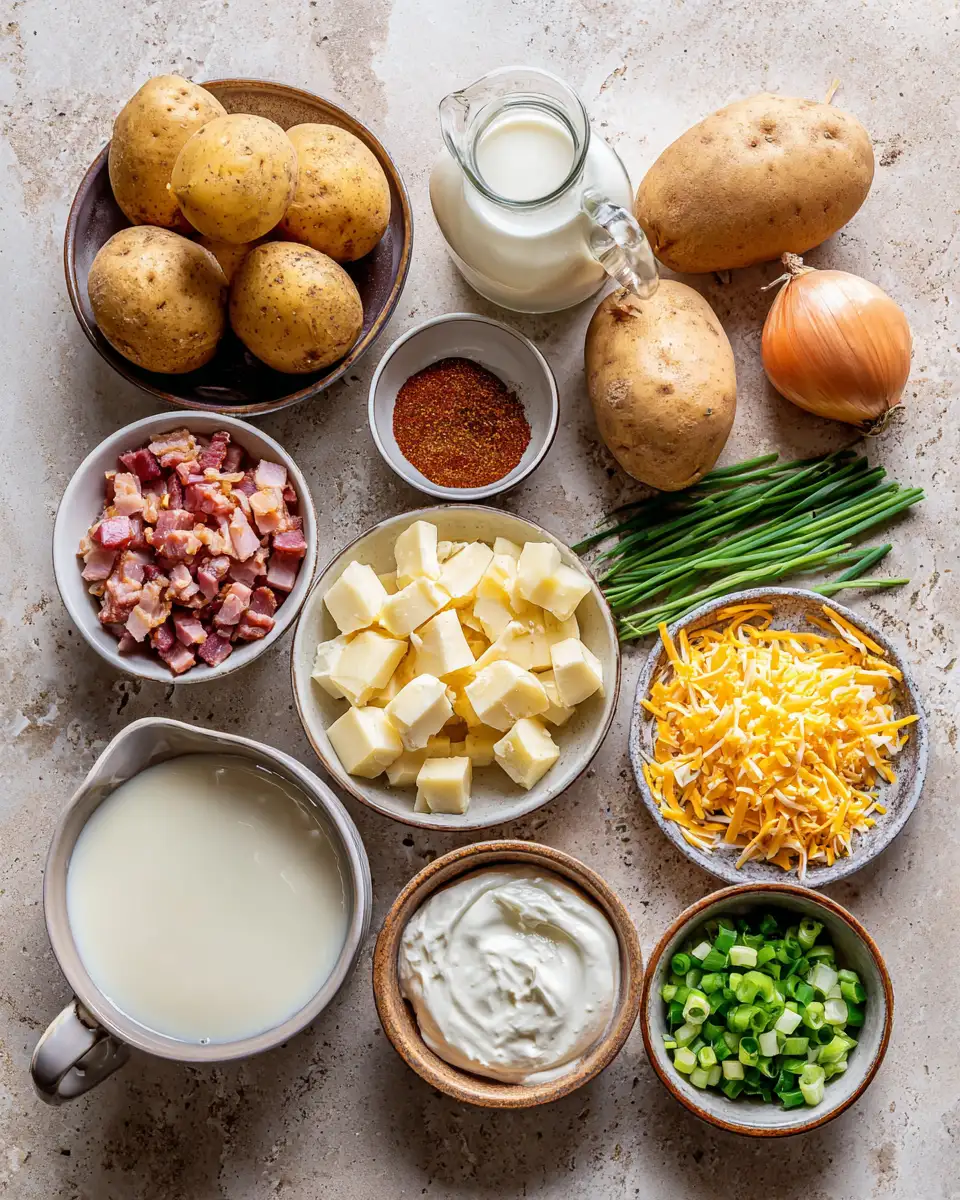 Ingredients for Ultimate Comfort in a Bowl Loaded Baked Potato Soup Recipe