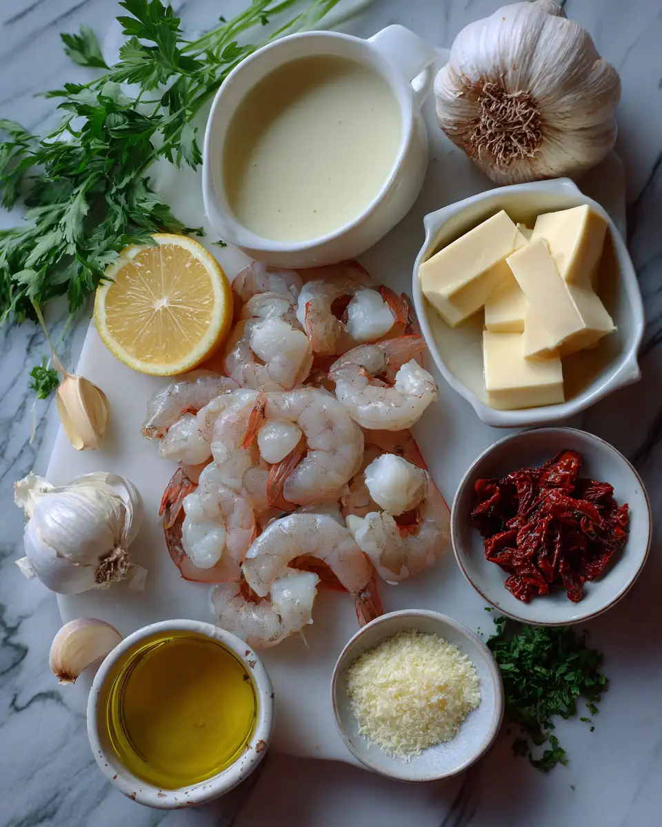 Ingredients for Marry Me Shrimps Recipe Romantic Creamy Garlic Shrimp to Impress Your Love