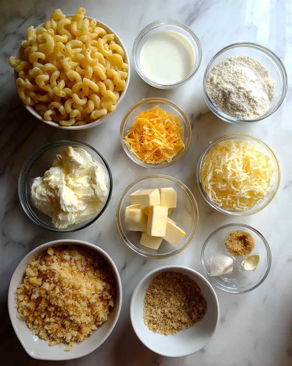 Ingredients for Creamy Comfort Delight Pasta Recipe Mac and Cheese Made Easy