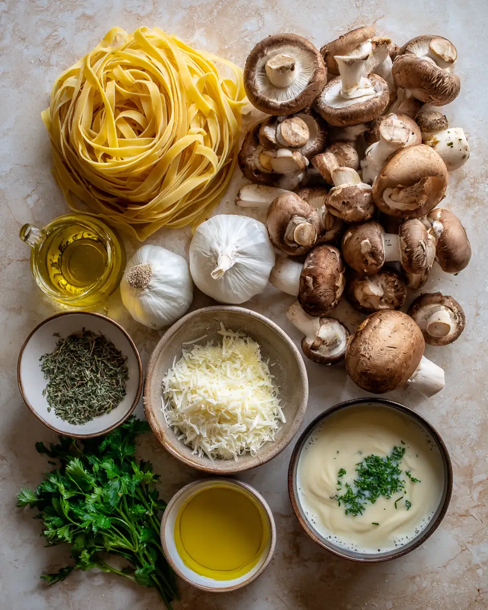 Ingredients for Creamy Mushroom Pasta Recipe That Will Steal the Show