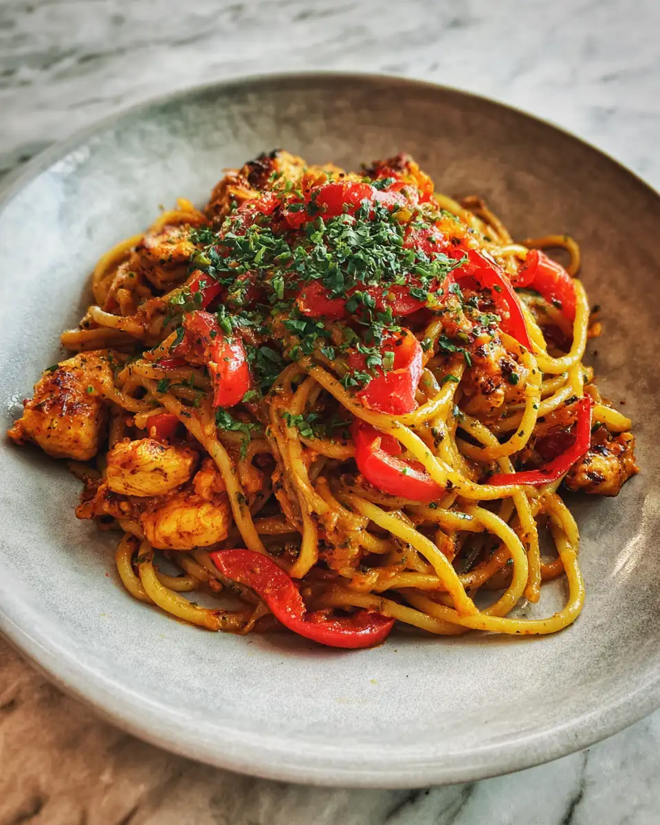 Spice Up Dinner with This Vibrant Pasta Recipe Red Pepper Delight 4 Final dish - Spice Up Dinner with This Vibrant Pasta Recipe Red Pepper Delight