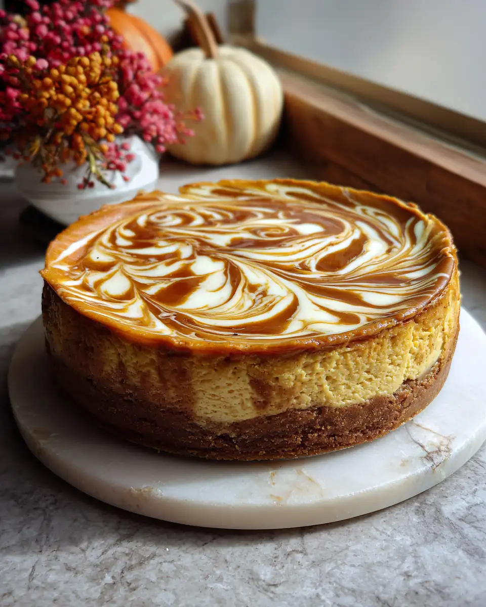 Final dish - Irresistible Pumpkin Swirl Cheesecake Recipe You Have to Try