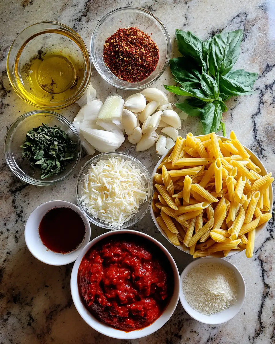 Ingredients for Effortless and Delicious Quick Penne Pasta Recipe to Satisfy Your Cravings