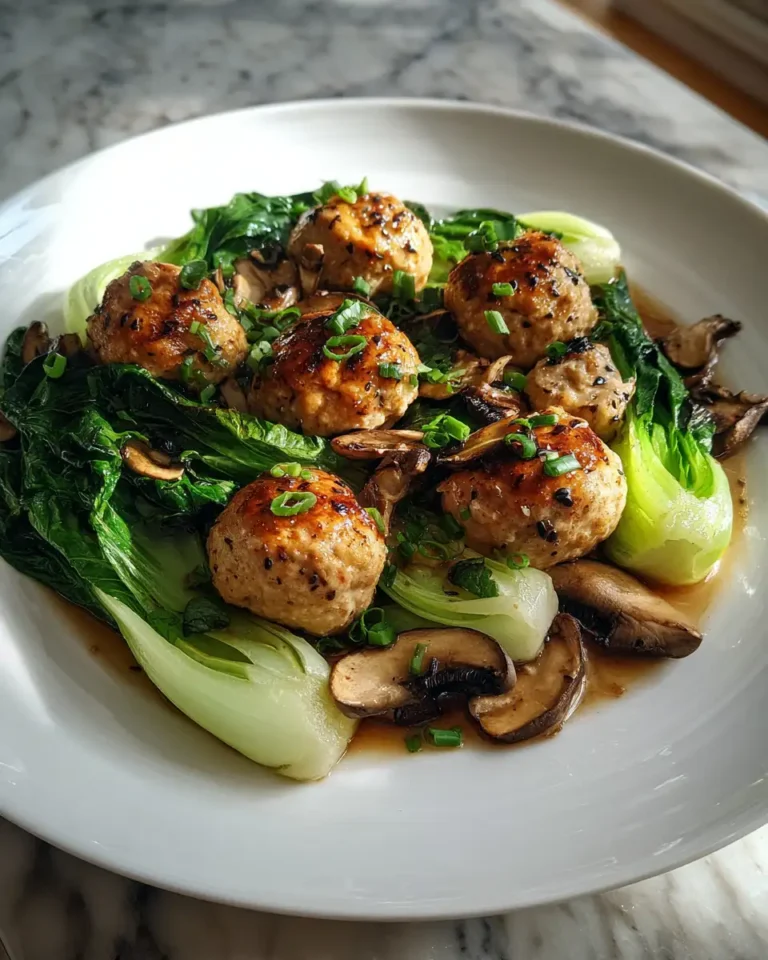 Steamed Chicken Meatballs with Bok Choy and Shiitake Mushrooms A Healthy Flavorful Delight - Featured Image