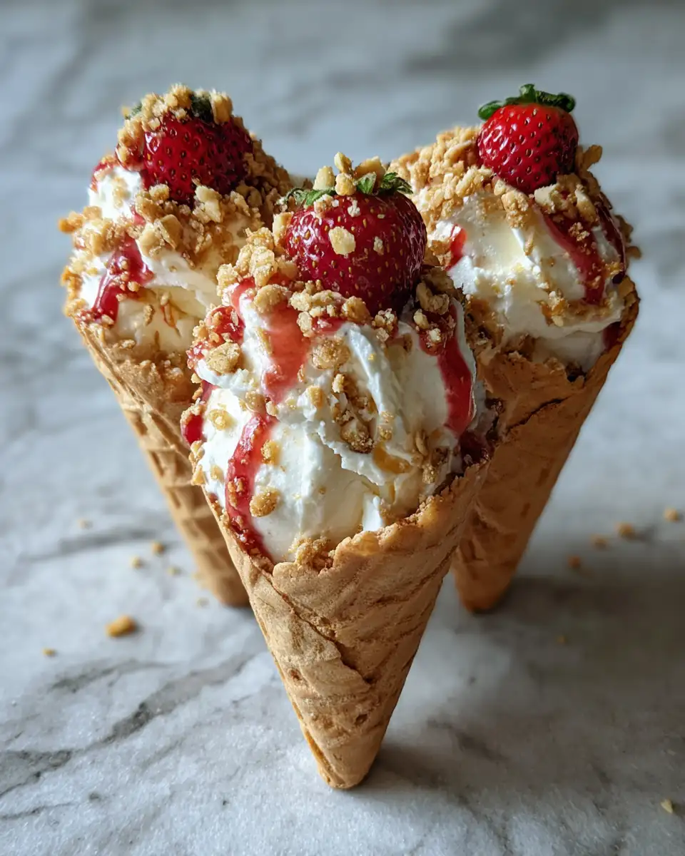 Irresistible Strawberry Crunch Cheesecake Cones You Have to Try 6 Final dish - Irresistible Strawberry Crunch Cheesecake Cones You Have to Try