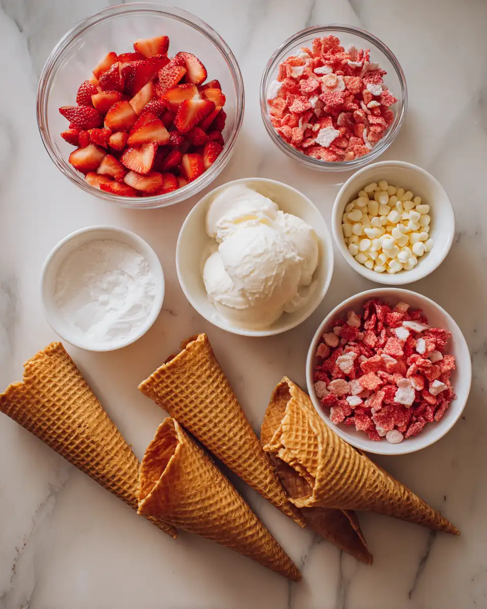 Irresistible Strawberry Crunch Cheesecake Cones You Have to Try 4 Ingredients for Irresistible Strawberry Crunch Cheesecake Cones You Have to Try