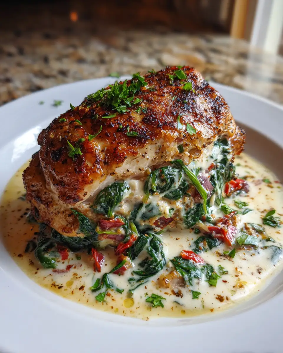 Final dish - Irresistible Sundried Tomato Spinach and Cheese Stuffed Chicken Recipe You’ll Love