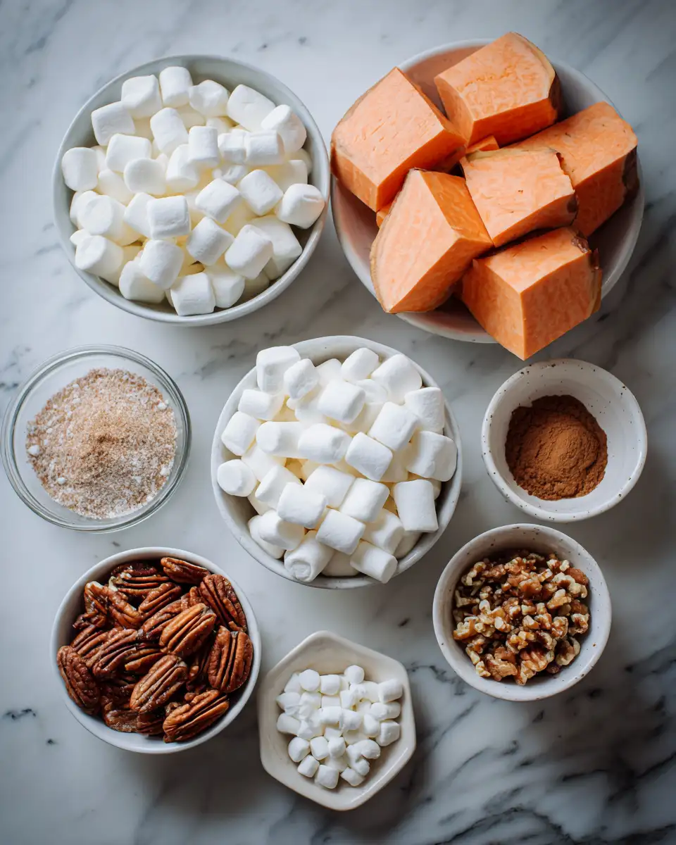 Ingredients for Irresistible Sweet Potato Marshmallow Casserole Recipe for the Ultimate Comfort Food