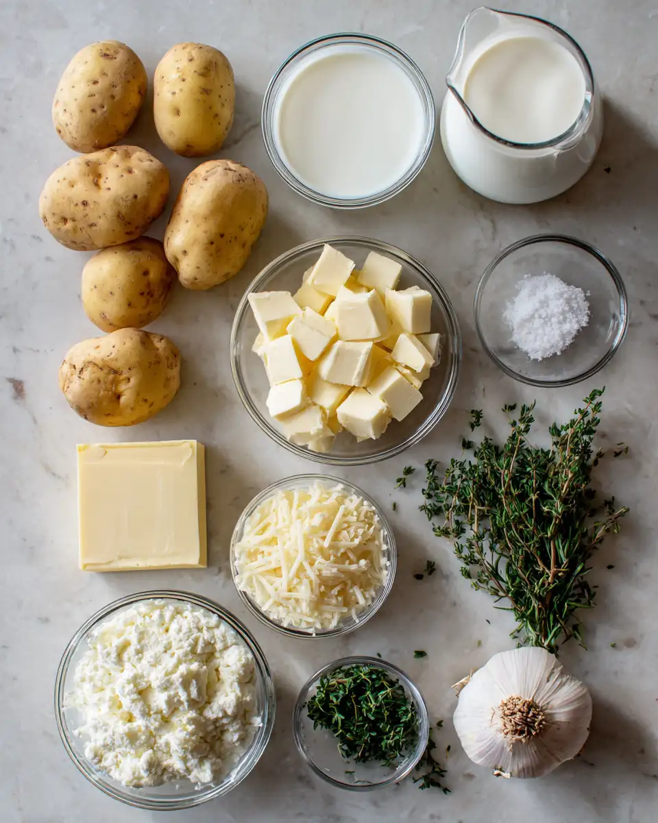 Ingredients for Creamy Comfort Redefined with Baked Ricotta Mashed Potatoes