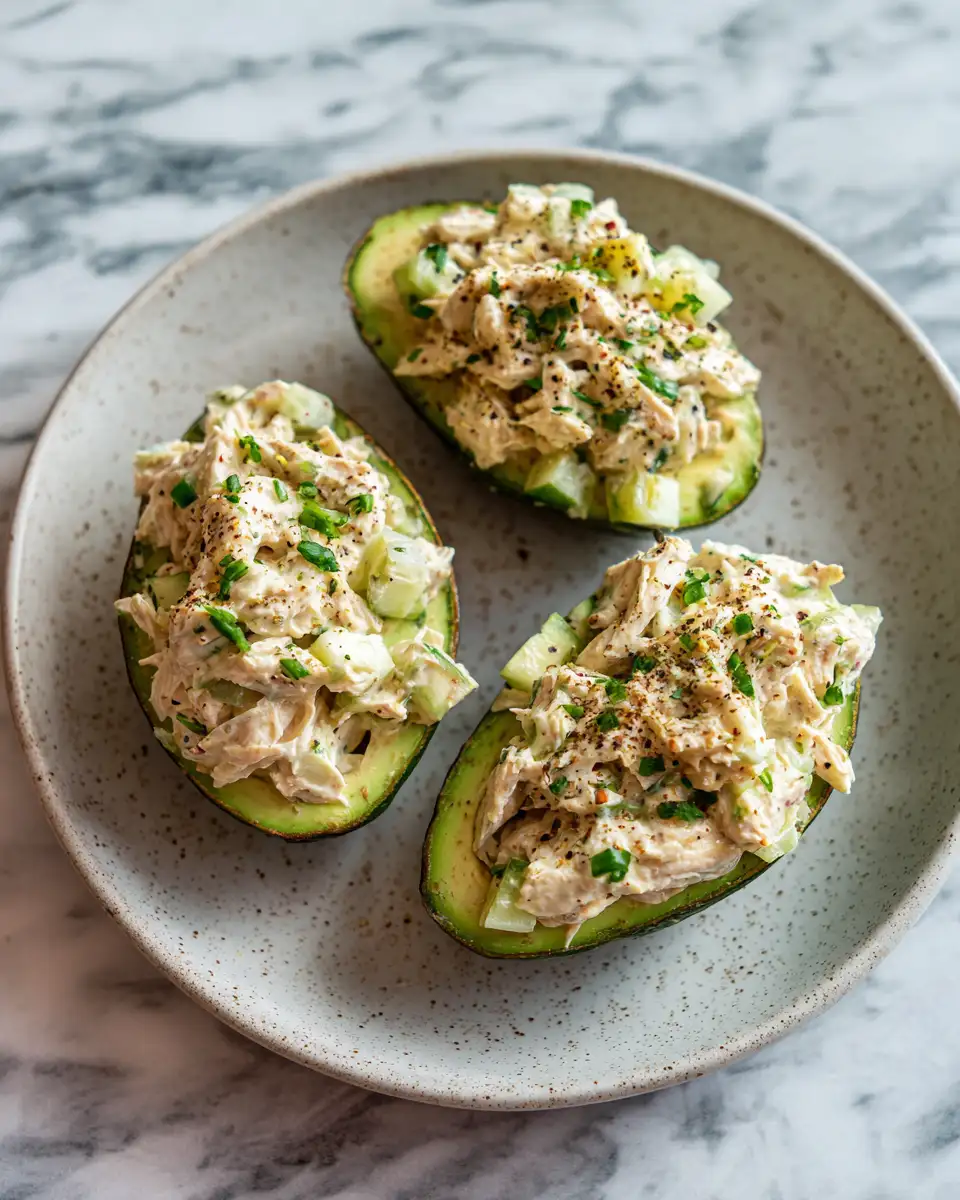 Final dish - Creamy Chicken Salad Stuffed Avocado Recipe for a Healthy Delight