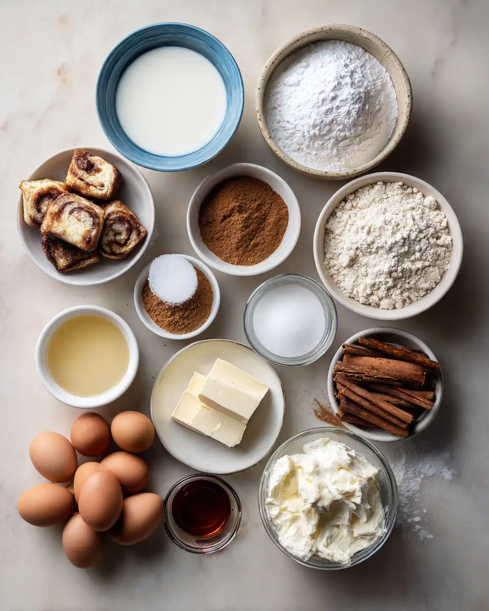 Ingredients for Irresistible Cinnamon Roll Bread Pudding Recipe You Need to Try