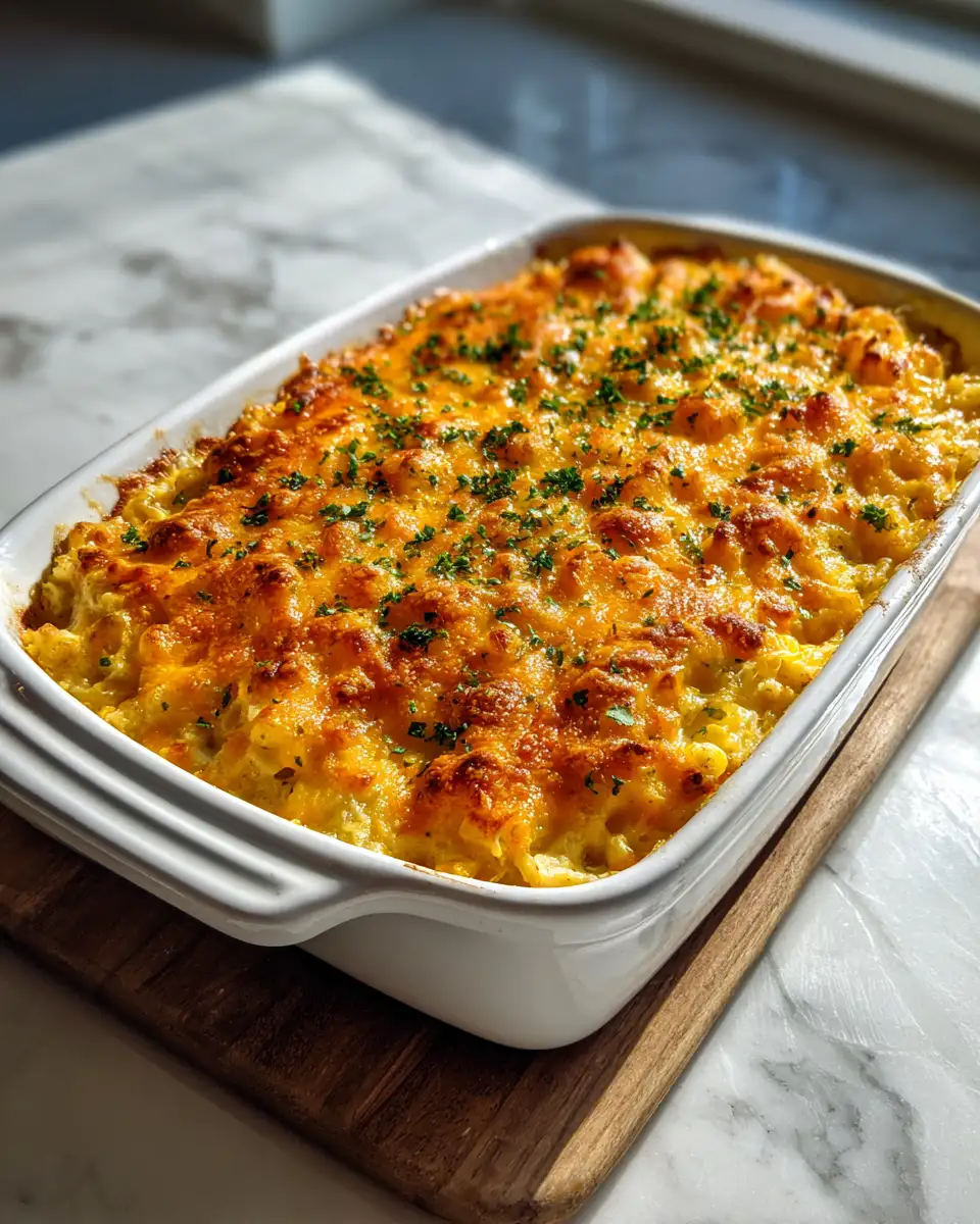 Ultimate Comfort Food Corn & Cheddar Casserole Recipe - Featured Image
