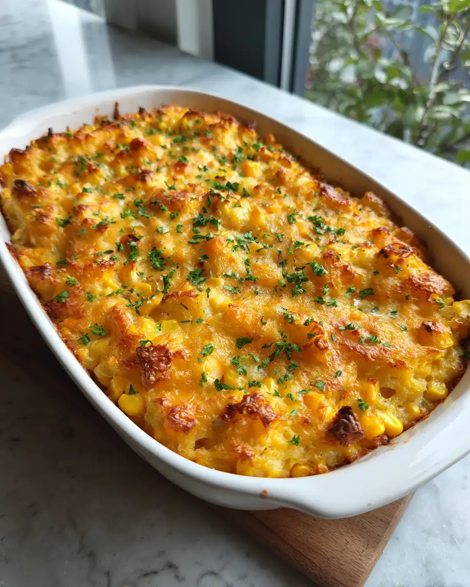 Final dish - Ultimate Comfort Food Corn & Cheddar Casserole Recipe