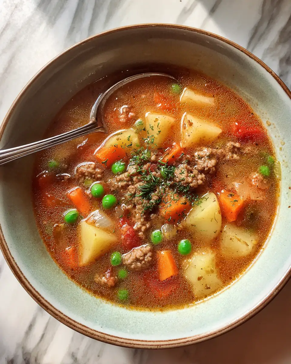 Final dish - Hearty Crockpot Potato Hamburger Soup Recipe for Cozy Comfort
