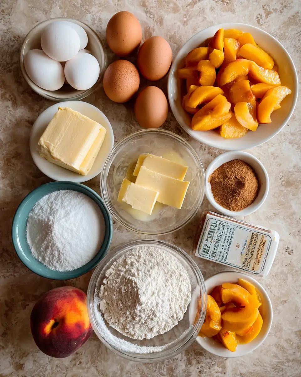 Ingredients for Irresistible Homemade Peach Cobbler Pound Cake Recipe That Will Sweeten Your Day