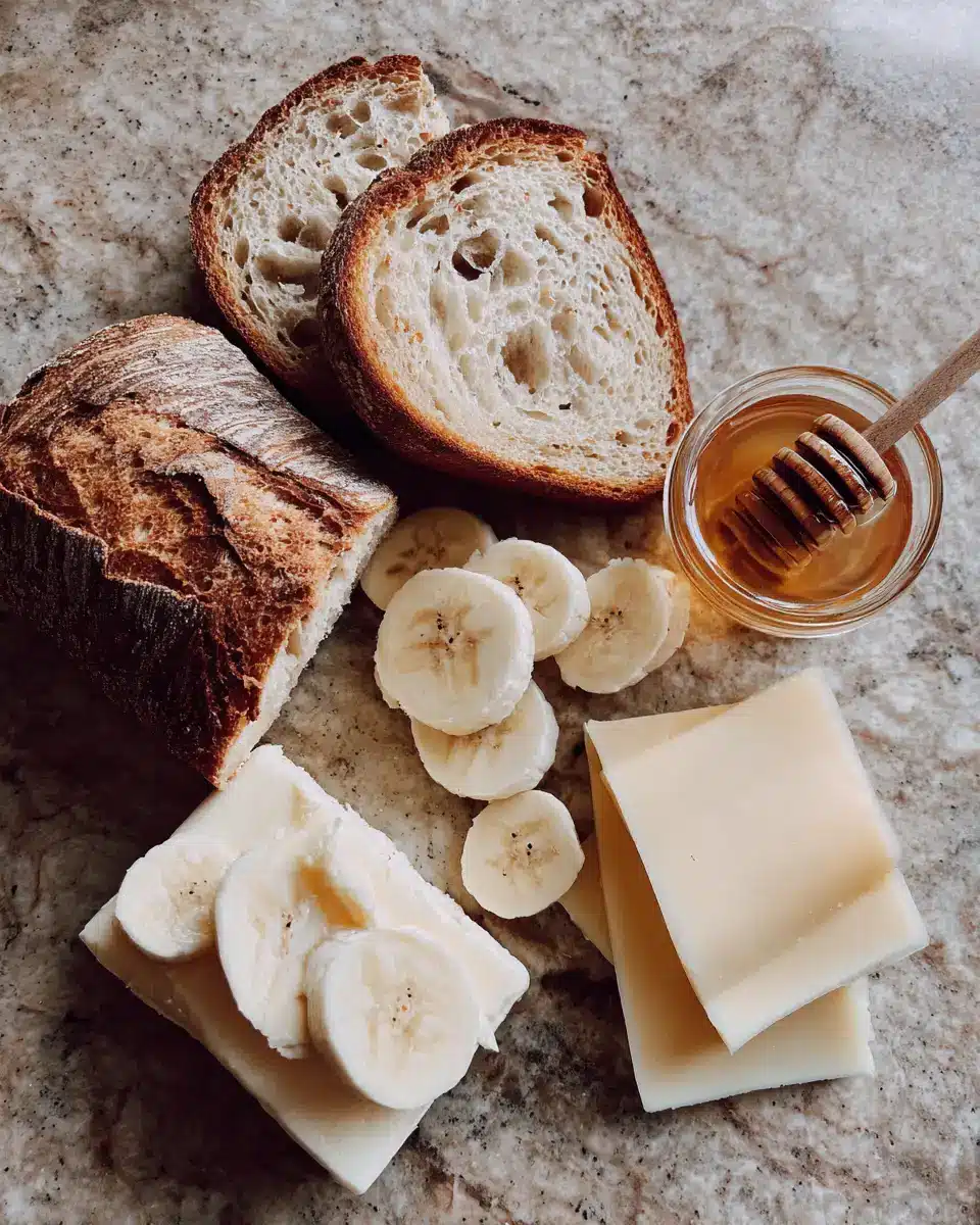 Ingredients for Sweet and Savory Delight Honey Banana Grilled Cheese Sandwich Recipe