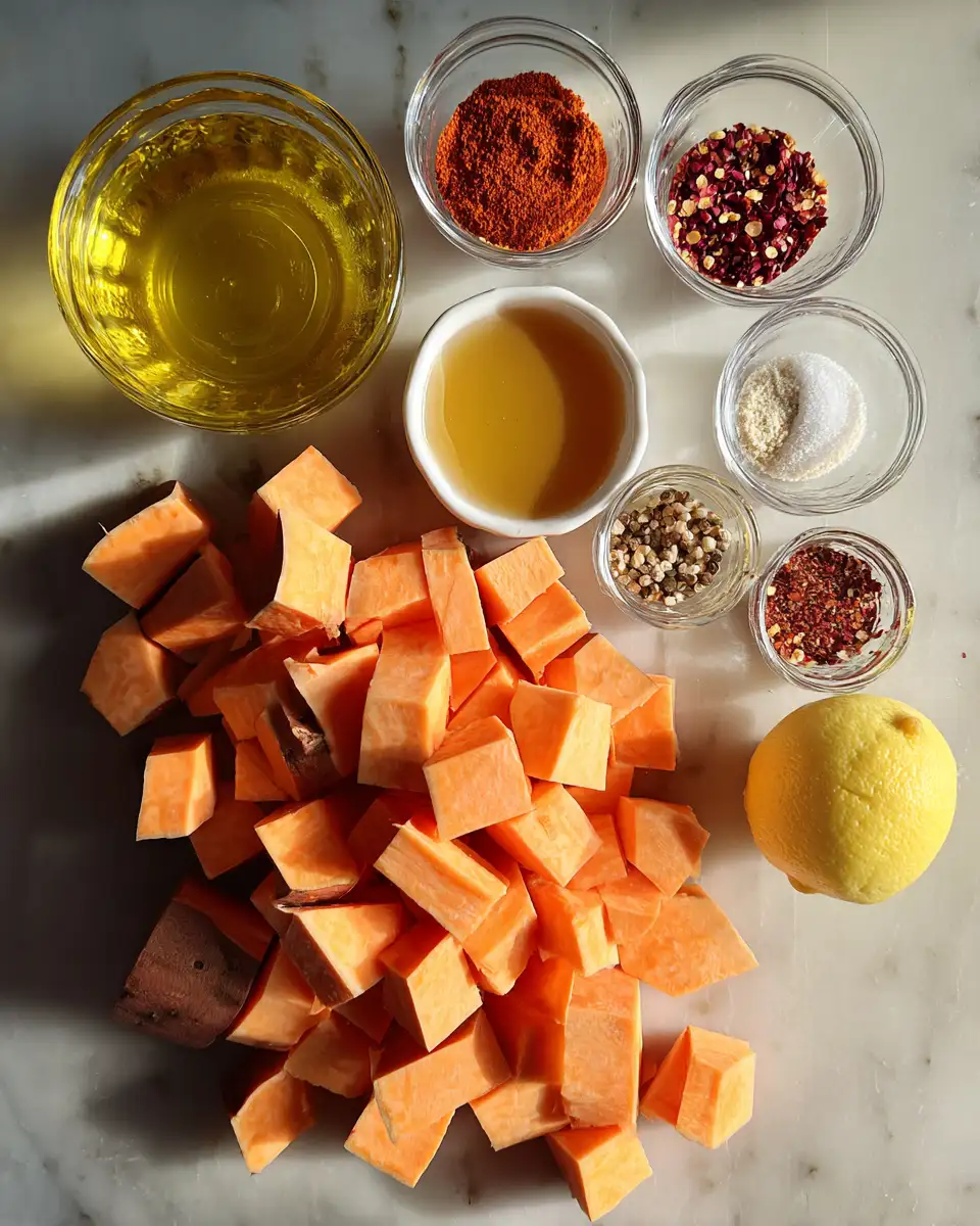Ingredients for Spice Up Your Snack Time with Hot Honey Sweet Potato Cubes