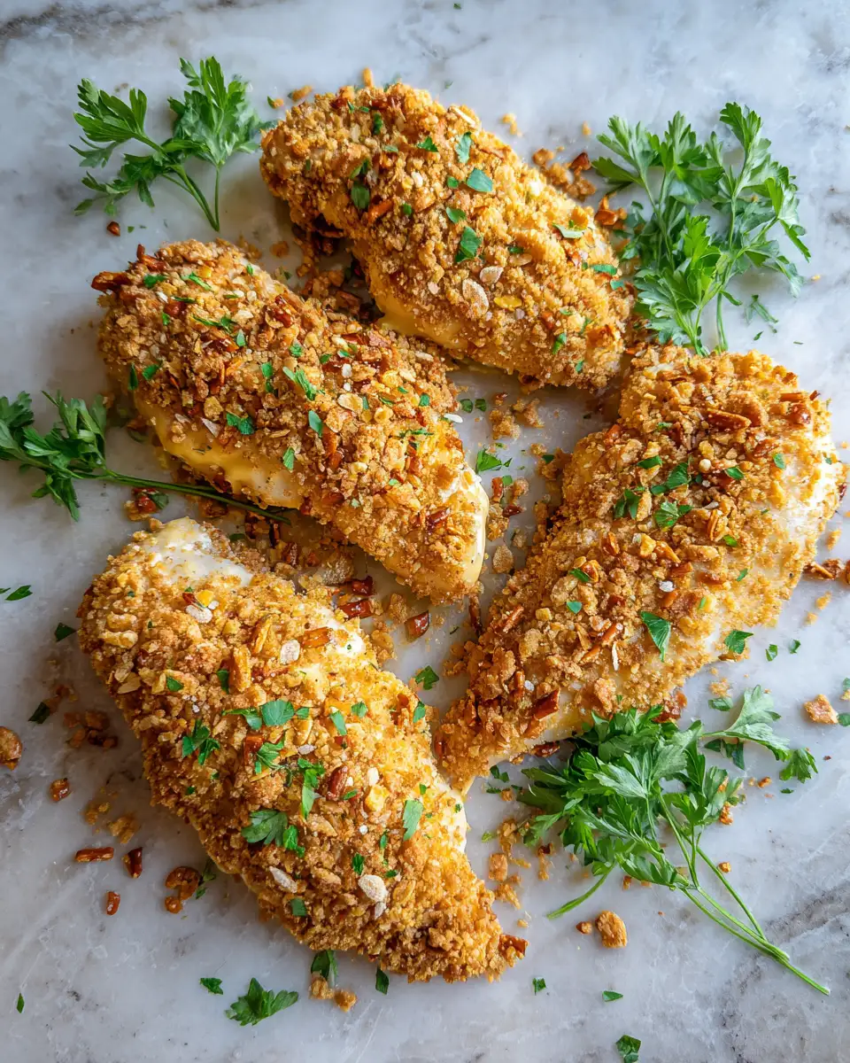 Ingredients for Crunchy Pretzel Chicken with Tangy Mustard Cheddar Sauce Delight