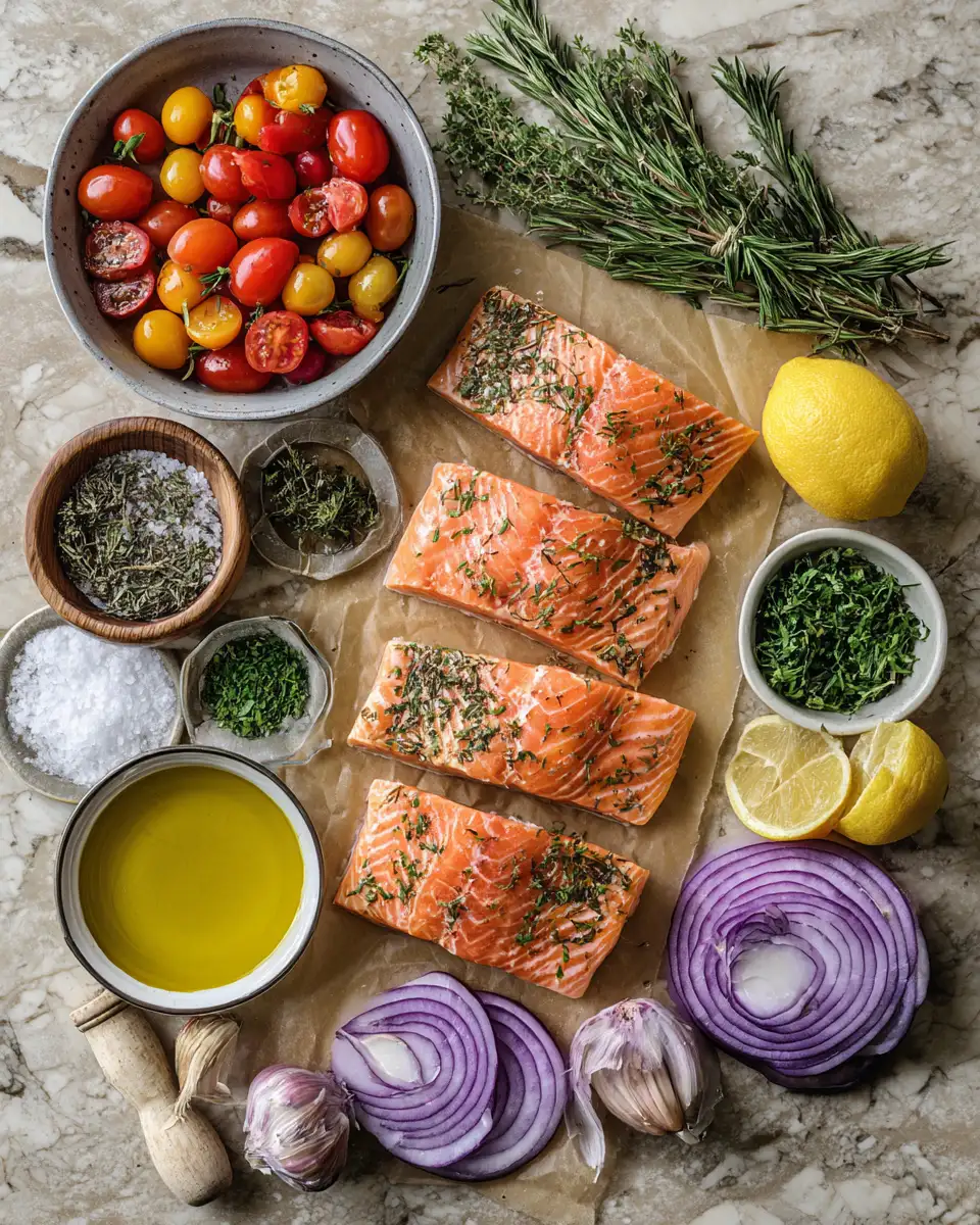 Ingredients for Effortless Sheet-Pan Herb Salmon for a Flavor-Packed Dinner