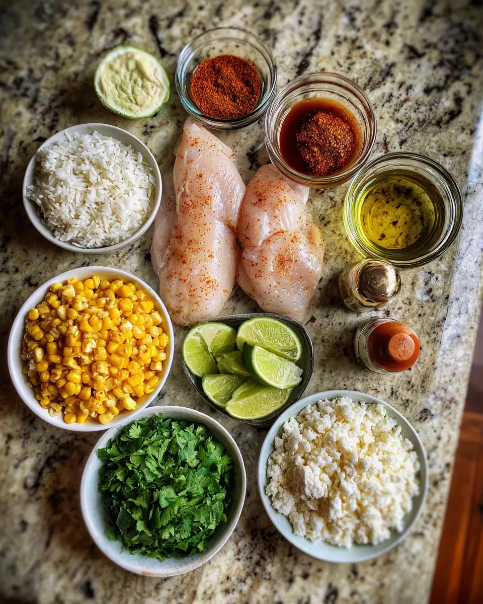 Ingredients for Irresistible Street Corn Chicken Rice Bowl Recipe You Need to Try