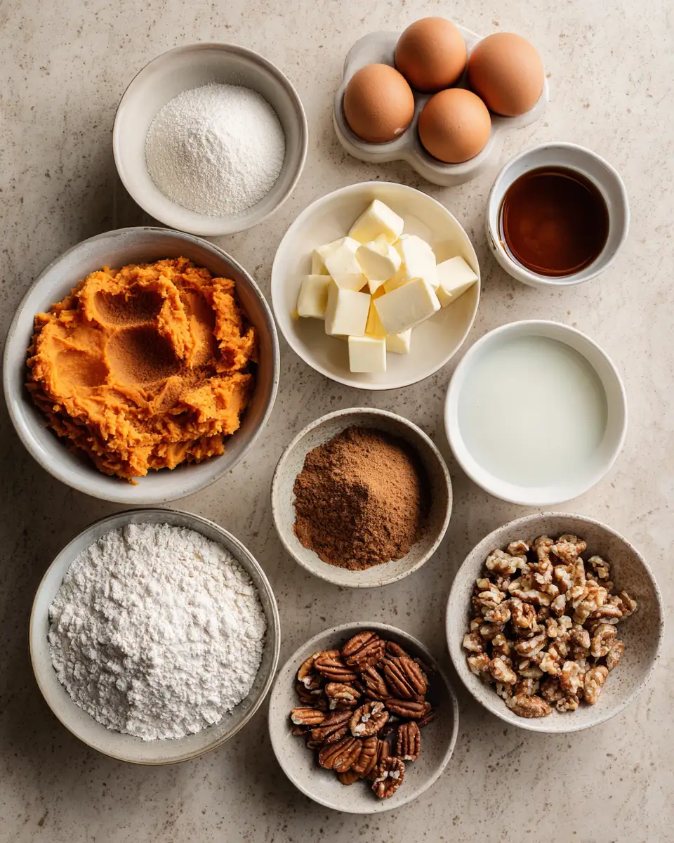 Ingredients for Irresistible Sweet Potato Streusel Bake Recipe for Cozy Fall Mornings
