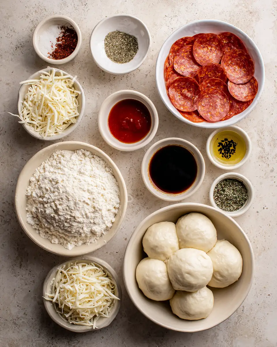Ingredients for 30-Minute Pepperoni Pizza Bombs That Will Blow Your Taste Buds Away