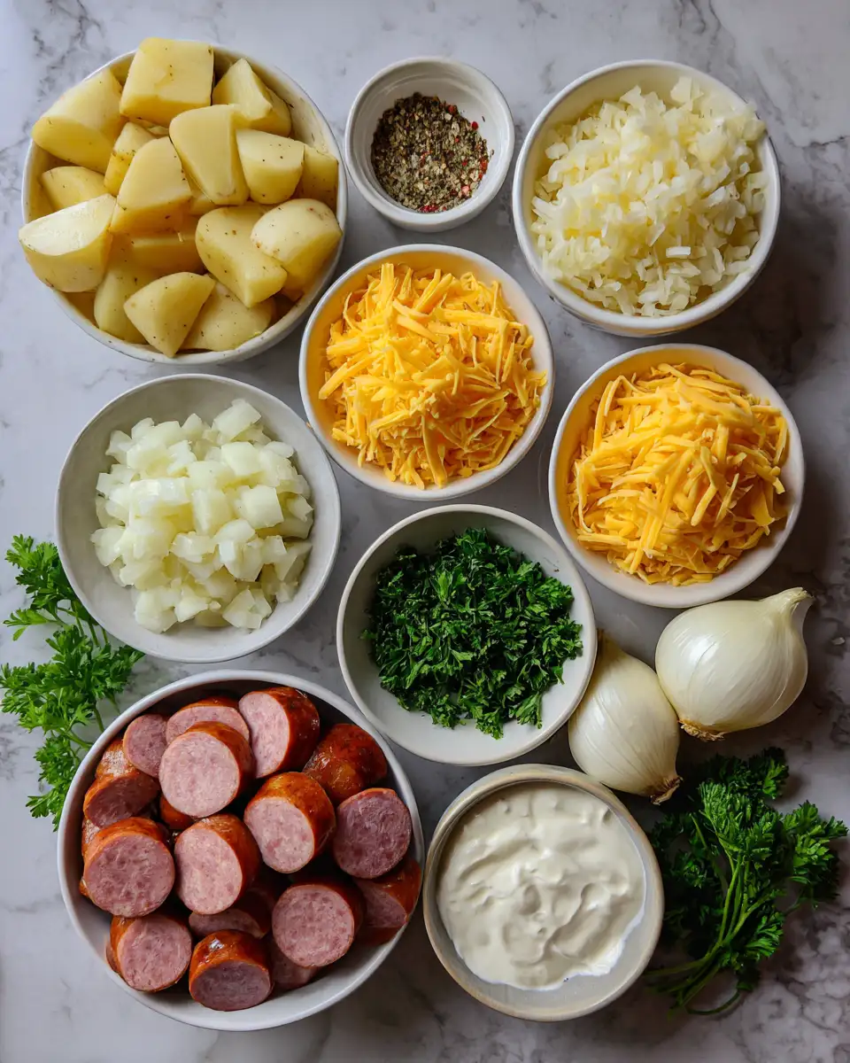 Ingredients for Irresistible Cheesy Ranch Potatoes with Smoked Sausage Recipe