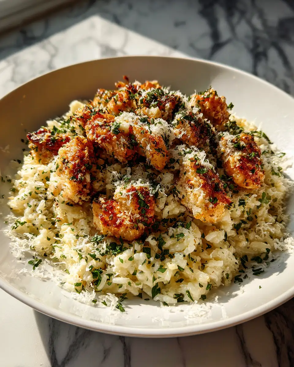 Irresistible Chicken Scampi with Creamy Garlic Parmesan Rice Recipe - Featured Image