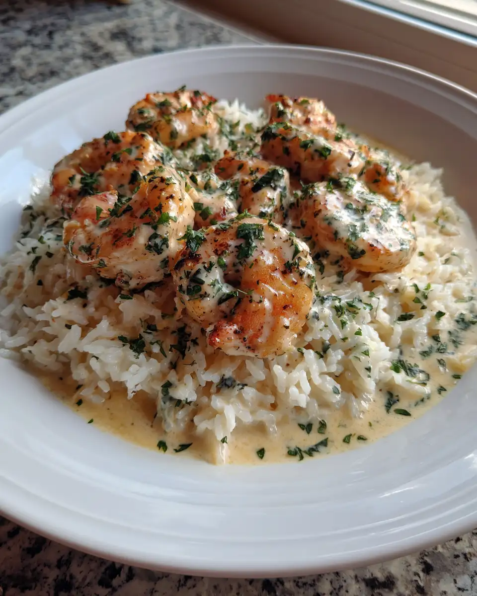 Final dish - Irresistible Chicken Scampi with Creamy Garlic Parmesan Rice Recipe