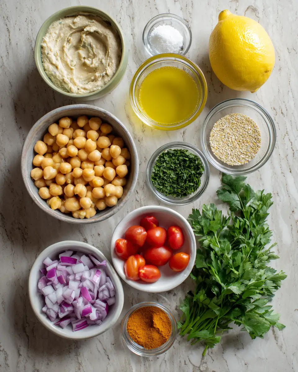 Creamy Tahini Lemon Chickpea Salad That Will Brighten Your Lunchbox 4 Ingredients for Creamy Tahini Lemon Chickpea Salad That Will Brighten Your Lunchbox