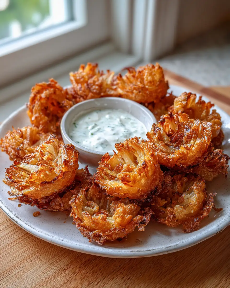Crispy Mini Bloomin Onions with Buttermilk Ranch Perfectly Irresistible Snack - Featured Image
