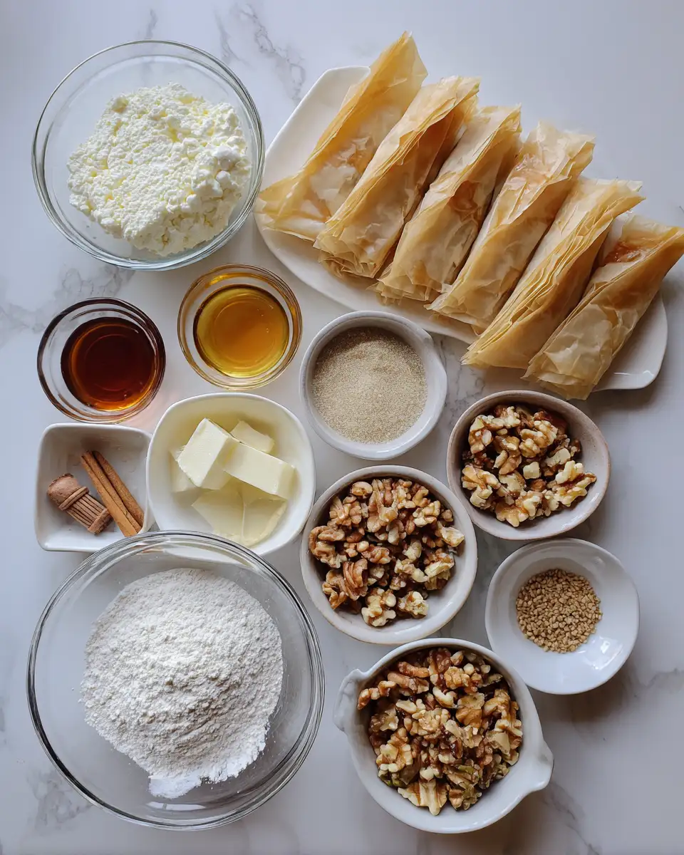 Ingredients for Decadent Honey Drizzled Baklava Cheesecake Phyllo Cookies You Have to Try