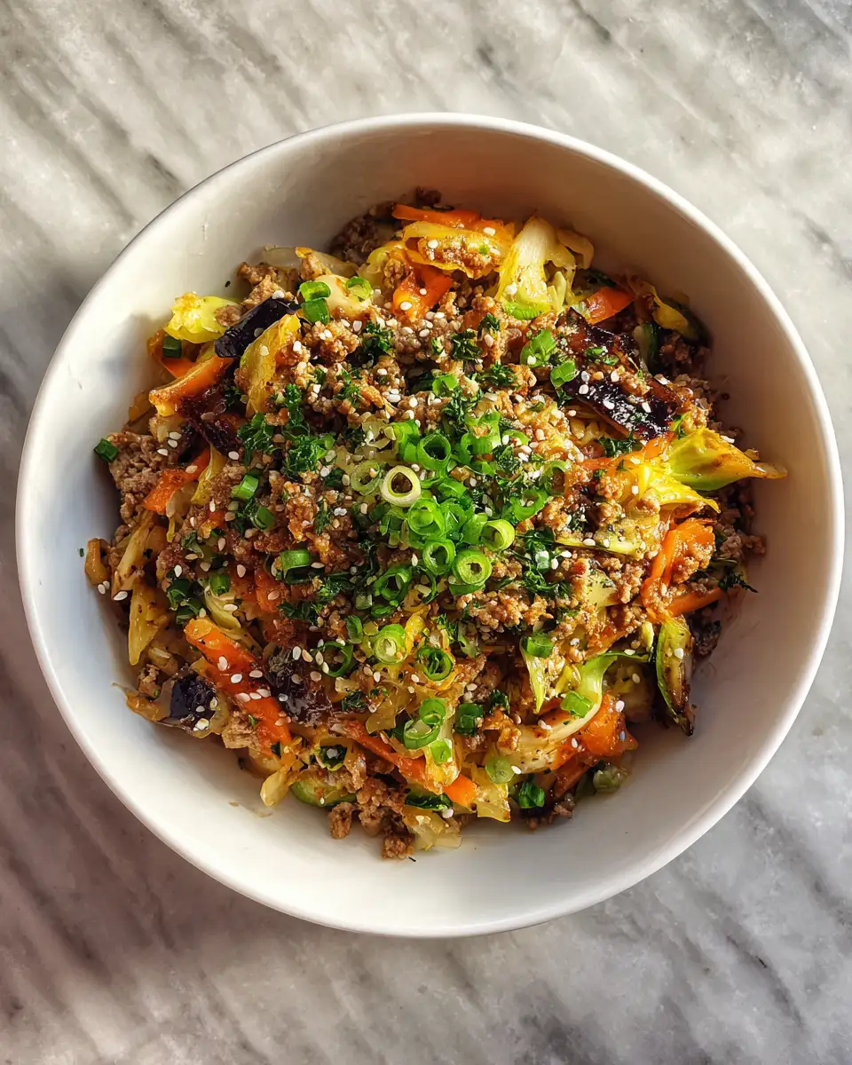 Final dish - Delicious Egg Roll in a Bowl Recipe Printable for Easy Weeknight Meals