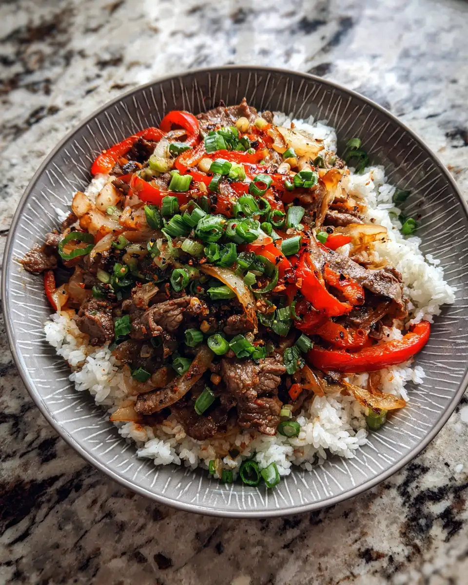 Final dish - Delicious and Easy Printable Philly Cheesesteak Bowl Recipe