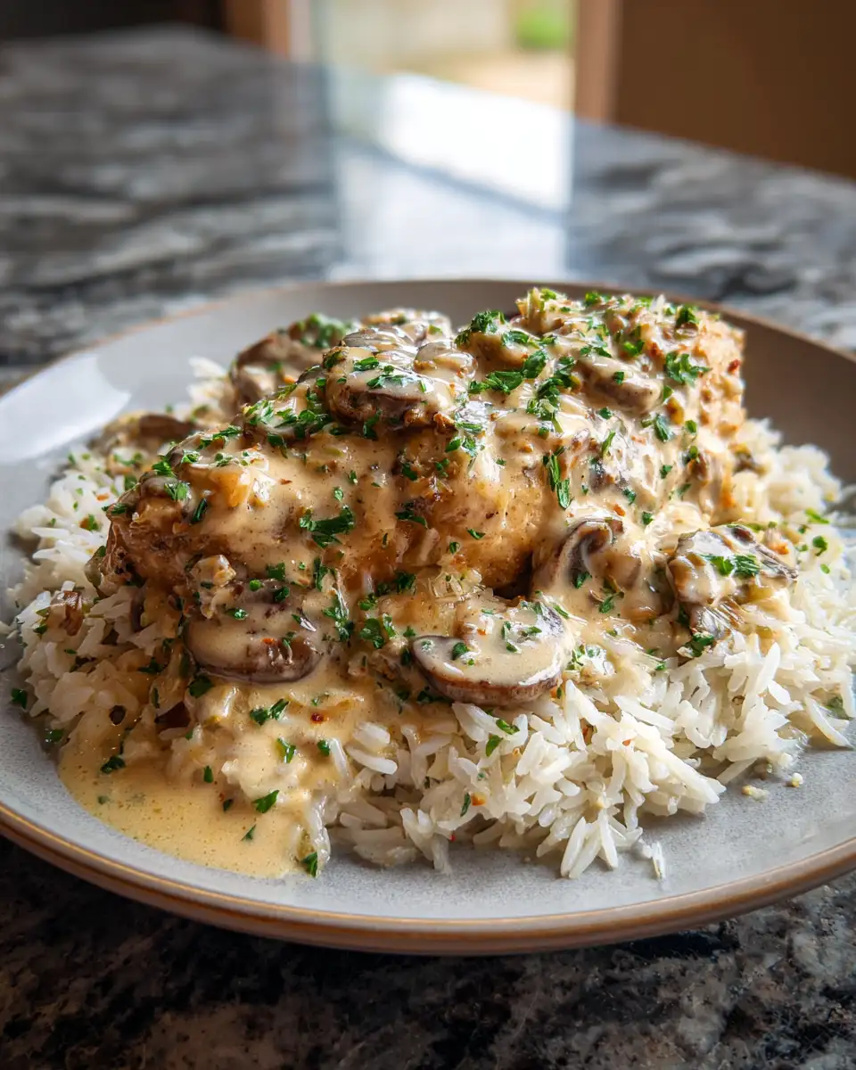 Final dish - Quick and Easy Creamy Smothered Chicken and Rice You’ll Love
