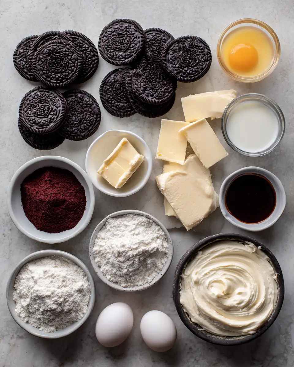 Ingredients for Decadent Red Velvet Oreo Cheesecake That Will Steal Your Heart