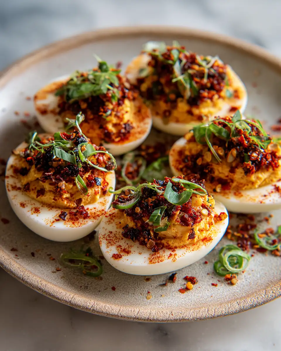 Final dish - Zesty Spicy Chili Garlic Deviled Eggs That Ignite Your Taste Buds